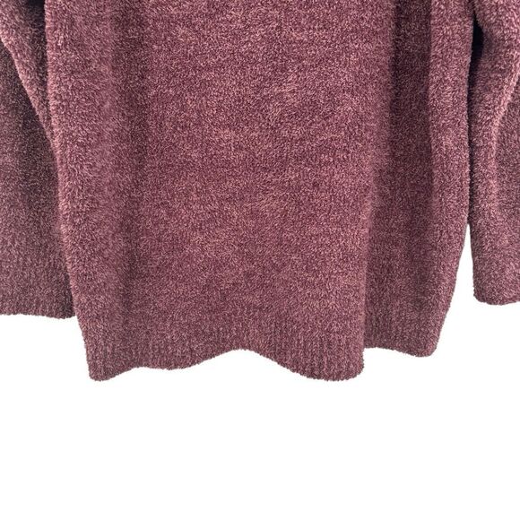 Barefoot Dreams CozyChic V-Neck Pullover Sweater Burgundy Plush Soft Size Small - Picture 4 of 7